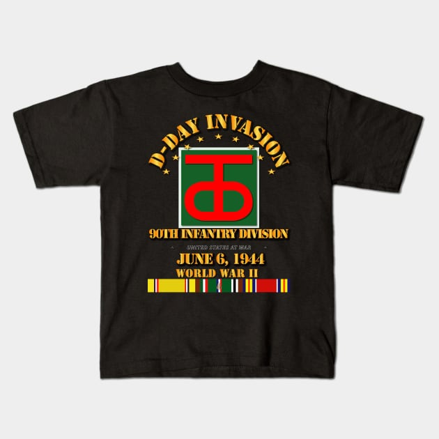 90th Infantry Div - D Day w Svc Ribbons Kids T-Shirt by twix123844